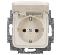 Busch-Jaeger 20EUK-212 Prise de courant, couvercle clapet (SCHUKO), blanc crème, Duro 2000 SI