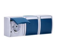 Busch-Jaeger Prise SCHUKO 2300/3 EWN-53 3 prises thermoplastiques Gris océan® IP44