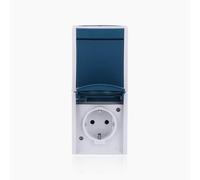 Busch-Jaeger Interrupteur combiné prise SCHUKO® 2CKA001684A0316 2 voies IP44 gris/bleu-vert