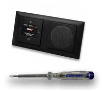 Busch Jäger 8215U-101 Balance Si Radio encastrée DAB+ (DAB Plus) Noir mat -915, kit avec haut-parleurs, caches et cadre + testeur de phase EBROM pour le montage des appareils - 8215 U - 101