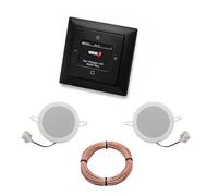 Busch Jäger 8215U-101 Balance Si Radio encastrée DAB+ (DAB Plus) Noir mat -915 Kit complet avec 2 haut-parleurs de plafond encastrables + 20 m de câble d'enceinte 2 x 0,75 mm2 8215 U - 101