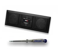 Busch Jäger 8215U-101 Balance Si Radio encastrée DAB+ (DAB PLUS) Noir mat -915, kit de 2 haut-parleurs, caches et cadre + testeur de phase EBROM pour le montage des appareils - 8215 U - 101