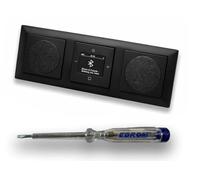 Busch Jäger 8217U-101 Balance Si Radio encastrée DAB+ Bluetooth (dans and out) Noir mat -915 Kit complet avec 2 haut-parleurs, caches et cadre + testeur de phase EBROM pour le montage des appareils