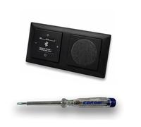 Busch Jäger 8217U-101 Balance Si Radio encastrée DAB+ Bluetooth (dans et out) Noir mat -915, Kit complet avec haut-parleurs, caches et cadre + testeur de phase EBROM pour montage des appareils 8217U