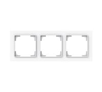 Busch-Jaeger Busch-art Cadre de recouvrement linéaire 3 prises Blanc studio | Installation horizontale ou verticale, 3 compartiments, montage encastré, fixation par pince, IP20, l 85 x H 227,2 mm