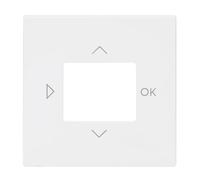 Busch-Jaeger Busch-art Plaque de recouvrement linéaire avec symboles Blanc | Pour minuterie, régulateur de température ambiante et capteur de CO2, montage encastré, IP20, l 69,5 x H 69,5 mm, 6435-44M