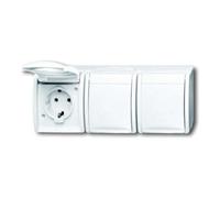 Busch Jaeger Schuko prise à 3 voies 2300/3 EW-54 alpine blanc horizontal Ocean en saillie