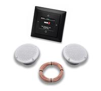 Busch Jäger DAB Plus 8215 U - 101 Balance Si Radio encastrée DAB+ - Noir mat -915 - Kit complet + 2 haut-parleurs de plafond pour pièces humides + câble d'enceinte de 20 m 2 x 0,75 mm² 8215U