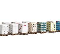 BUSCH Set de 12x palettes miniatures chargées de cartons - HO 1/87 - BUSCH 1812