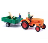 BUSCH Tracteur Allgaier A 111 L avec remorque et figurines - HO 1/87 - BUSCH 500
