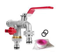 Buse à eau avec double sortie pour jardin et extérieur en cuivre avec connexion 1/2" pour une performance stable (rouge)