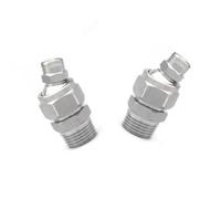 Buse à rotule pivotante réglable, buse de ventilateur plat 2 pièces | Buse éventail avec base à direction réglable Inox(1/2 rotating base + 1/4 fan nozzle (65°),Aperture 1.3mm)
