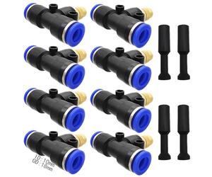 Buse Arrosage, Dujelixa 8 pièces buse de brumisation en laiton connectez 10 mm tube + 4 pièces blocage pour la désinfection, la réduction de la poussière, le refroidissement, l'humidification