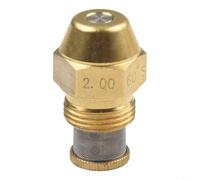 Buse de brûleur à huile à 60 degrés avec corps en laiton et pièces de dosage en acier inoxydable pour chauffe-eau standard, débit 0,40-11,0 USGPH, filetage BSPT 9/16" (2.0 60°)