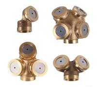 Buse de brumisation en laiton à 1, 2, 3, 4 trous - Brume fine pour irrigation de jardin, refroidissement extérieur, serre agricole, aménagement paysager, jaune, installation légère (4 trous)