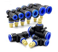 Buse de brumisation en laiton avec adaptateur en T, pulvérisateur réglable, Irrigation de jardin extérieur, arrosage, tube PE 6/8/10/12/14/16mm, 5 pièces(For 8mm Tubing)