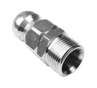 Buse de débouchage hydrocureuse, filetage mâle M22 15 mm, embout bouton, acier inoxydable, 1 jet avant et 3 jets arrière pour le nettoyage des canalisations d'évier.