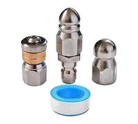 Buse de jet d'égout 3 pièces Buse d'égout fixe en acier inoxydable avec nez de bouton rotatif pour machine à laver une pression de 1/4"