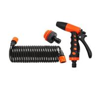 Buse de Lavage Auto Arrosage Jet Réglable Kit Nettoyage Tuyau Spiralé Adaptateur Rapide en Plastique Robuste Adaptée au Lavage de Voiture Terrasse Allée Jardin