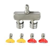 Buse de nettoyeur haute pression 2 en 1 en acier inoxydable, 1/4 mâle femelle à connexion rapide, double tête de jet, ensemble d'extension de nettoyeur haute pression (avec buse blanche)