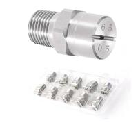 Buse de nettoyeur haute pression, buse à jet plat en acier inoxydable, embout pulvérisation 65 degrés, 1/8 1/4 3/8 1/2 BSPT, plusieurs types, lot 5(No.15: 1/8 (2.4 Mm Aperture),5pcs)