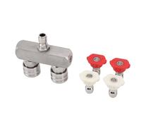 Buse de nettoyeur haute pression double, embout de nettoyeur haute pression 2 en 1 en acier inoxydable avec connexion rapide 1/4, double buse de pulvérisation de nettoyeur haute