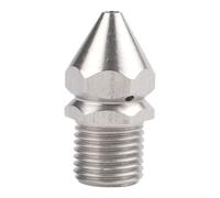 Buse de nettoyeur haute pression en acier inoxydable 303 6,35 mm pour vidange et égout avec buse avant et trois trous de jet arrière pour une couverture complète