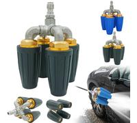 Buse de nettoyeur haute pression Quad Turbo - Accessoires de nettoyeur haute pression, buse turbo rotative à 360° avec connecteur rapide de 6,35 mm, buse turbo quadruple orifice 2.0, accessoire de