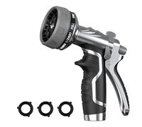 Buse de tuyau d'arrosage en métal robuste avec 8 modes de pulvérisation réglables, pulvérisateur manuel haute pression avec contrôle du débit pour l'arrosage du jardin, lavage de voiture et d'animaux