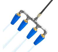 Buse de tuyau d'arrosage haute pression - Rondelle ergonomique quadruple en acier inoxydable - Buse haute pression pour lavage de voiture, jardinage, nettoyage de cours, maison, balcon, terrasse
