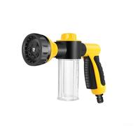 Buse de tuyau réglable à 8 modes avec distributeur de savon intégré pour un lavage pratique et un arrosage (jaune)