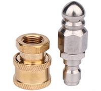 Buse d'égout haute pression en acier inoxydable, 6,35 mm, jet d'eau à connexion rapide pour le nettoyage des canalisations, 1 jet avant 6 jets arrière, finition dorée