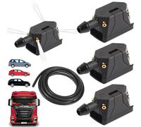 Buse d'essuie-glace de voiture - 4 trous - Buse de lavage universelle pour pare-brise avant - Jet d'eau 4 voies - Vision claire - Pour la plupart des modèles de voitures (4 tuyaux de raccordement de 3