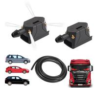 Buse d'essuie-glace de voiture - 4 trous - Buse de lavage universelle pour pare-brise avant - Jet d'eau 4 voies - Vision claire - Pour la plupart des modèles de voitures (camions x 2 (tuyau de