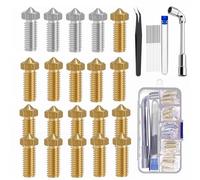 Buse d'imprimante 3D - Pièces de 0,4 mm - Buses de 0,4 mm - Tête d'impression extrudeuse pour Volcano Anycubic Vyper Kobra Max Artillery Phaetus Rapido Kobra 2... (acier inoxydable + laiton, 20 pièces
