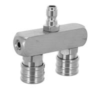 Buse Double pour Nettoyeur Haute Pression, Acier Inoxydable, 1/4 Pouces | Double Tête à Sortie Jumelée, Raccord Rapide, pour Carrosseries et Murs Extérieurs, Argenté