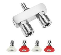 Buse double tête 2 en 1 pour nettoyeur haute pression 6,35 mm Connecteur rapide Embout de joint de lavage de voiture Embout de connecteur rapide