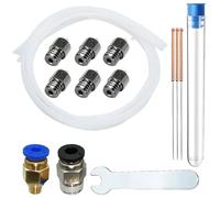 Buse en Acier CESFONJER, 6 pièces Buse MK8 0,5 mm + 1 PC4-M6 + 1 PC4-M10 + 3 x 1 m de tube en téflon + 3 aiguilles nettoyage buse de 0,5 mm et clé à fourche de 6mm pour Filament de 1.75mm Ender 3 V2