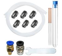Buse en Acier pour Filament de 1.75mm Ender 3, CESFONJER Buse MK8 0,6 mm 6 pièces avec 3 aiguilles nettoyage buse de 0,6 mm + tube en téflon 3 * 1 M + 1 ourche de 6mm + PC4-M6-M10 (1P+1P)