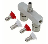 Buse Haute Pression Double Sortie 1/4 Pouces Pour Lavage | Double sortie simultanée, acier inoxydable pour robuste, connecteur 1/4 pouce, résistant 5000 PSI, pour idéal lavage rapide
