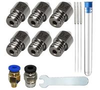 Buse Imprimante 3d, CESFONJER 6 Acier trempé Buse 0,4 mm avec 3 aiguilles de nettoyage de buse de 0,4 mm et 1 clé à fourche de 6 mm + 1 PC4-M6 et 1 PC4-M10 pour imprimante 3D MK8 Anet A8