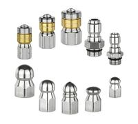 Buse pour hydrocurage 3/8 pour égout,Embout rotatif à bouton | Kit de 10 buses de nettoyage pour nettoyeur haute pression,Pour maison, salle de bain, cuisine, chantier, sol, pluviale, drain, bac à gra