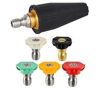 Buse Rotative Haute Pression,RoadLoo Buse Turbo Rotative Haute Pression 1/4" à connexion Rapide 5Pcs Spirale Buse Tourbillonnante Se Relient aux Rondelle Haute Pression de pour les Saletés Tenaces