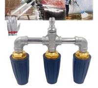 Buse turbo double/triple, buse turbo triple pour nettoyeur haute pression, buse turbo rotative à 360° pour nettoyeur haute pression avec connecteur rapide de 6,35 mm, 4 à 6 GPM, 4000 psi, orifice 2.0
