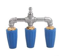 Buse turbo triple pour nettoyeur haute pression avec rotation à 360° - Connexion rapide de 6,35 mm - Buse turbo pour nettoyer les véhicules, les terrasses, les allées, les gouttières, les terrasses