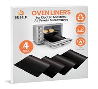 Buself Lot de 4 revêtements de four pour grille-pain - Compatible avec Breville, Cuisinart, Black & Decker, Dash, etc. - Revêtement anti-adhésif résistant à la chaleur et réutilisable, sans PFOA et