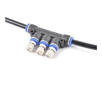 Buses d'atomisation for système de refroidissement par brumisation basse pression, connecteurs rapides à 3 voies avec verrouillage coulissant, adaptés aux tuyaux de 4/7 mm(E0.4mm)