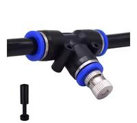 Buses de brumisation en Laiton 10 pièces avec tés 6-6-6mm, buse de brumisation à Verrouillage Coulissant Basse Pression à Connexion Rapide(0.9mm)