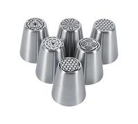 Buses de tuyauterie de fleurs en acier inoxydable 6PCS | Conseils de glaçage de qualité alimentaire pour fleurs/tulipes à la crème au beurre | Outils experts en décoration de