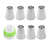 Buses De Tuyauterie De Glaçage Russe,Tulipe,Acier Inoxydable,Fleur,Crème,Gâteau,Pointes Dramatiques,Cuir Chevelu,Sac En Silicone,Gâteau Chi,Bricolage,8 Pièces,13 Pièces - Type 8pcs Set